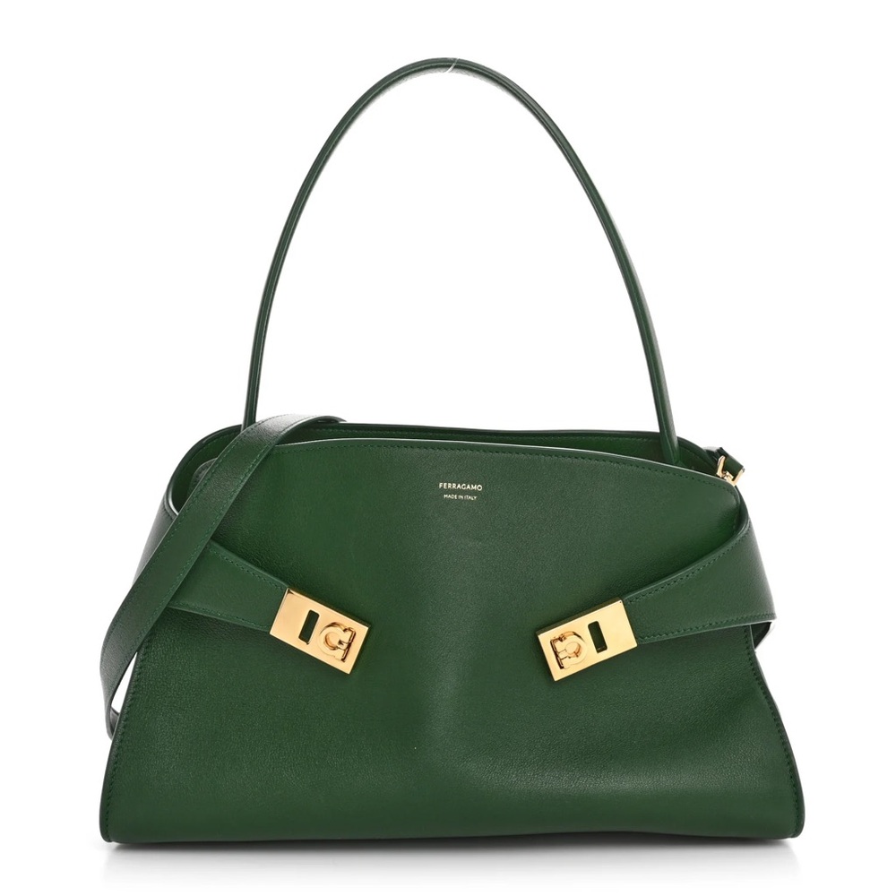 Ferragamo Forest Green Soft Hug Leather Top-Handle Bag - Picture 4 of 16